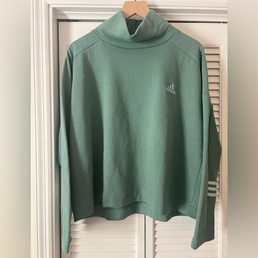 Adidas Women’s Green Mock Neck Pullover Sweatshirt Size Medium